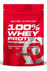 Scitec Nutrition 100% Whey Protein Professional chocolate flavored protein powder package.